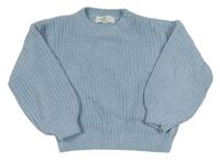 Světlemodrý žebrovaný oversize svetr H&M
