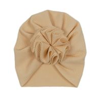 Meruňková vzorovaná turbanová čepice s 3D květem 
