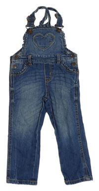 Modré riflové laclové kalhoty s volánky 