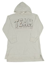 Bílé teplákové šaty s nápisy a kapsou a kapucí MANGO