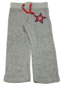 Sivé melírované zamatové tepláky s hviezdičkou lupilu