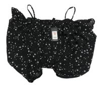 Nové - čierna šifónová crop blúzka s hviezdičkami a volánikom a volnými rameny New Look