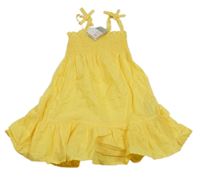 Nové - tmavožlté plátenné šaty PRIMARK