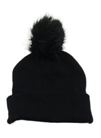 Černá pletená čepice s bambulí foxbury.