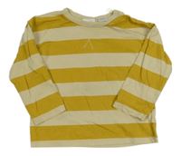 Světlebéžovo-okrové pruhované triko ZARA