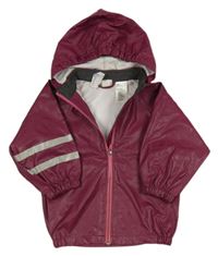 Tmavovínová bodkovaná á nepromokavá bunda s odopínacíá kapucňou H&M