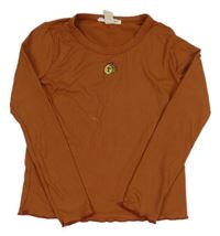 Hnedé rebrované tričko so sluncem s mesiacom