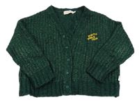 Smaragdový melírovaný rebrovaný vlnený prepínaci oversize crop sveter s nápismi TINY COTTONS