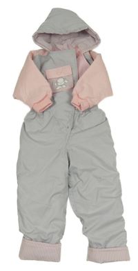 Světlešedo/růžová šusťáková zimní kombinéza s pudlíkem M&S