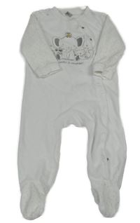 Biely zamatový overal so zvieratkami a bodkami Smile