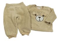2Set - Béžová plyšová mikina s medvídkem + kalhoty PRIMARK