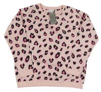 Nové - světlerůžovo-tmavorůžovo-černá vzorovaná pyžamová mikina Next