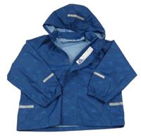 Tmavomodrá šušťáková nepromokavá bunda s lodičkami a vlnkami a odopínacíá kapucňou impidimpi