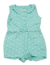 Pomněnkový letní overal se srdíčky a mašlí a volánkem PRIMARK