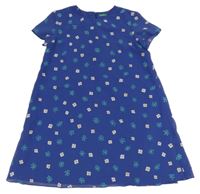 Tmavomodré kvietkovane šaty Benetton