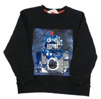 Čierna mikina s robotem z překlápěcích flitrů §H&M
