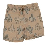 Pudrové plátěné kraťay s kaktusy