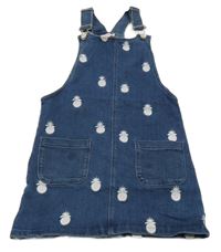 Tmavomodré teplákové rifľové šaty s ananásmi Du PareiL