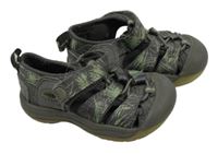 Šedo-světlezelené textilno/semišovo/gumové trekové sandály KEEN vel. 22