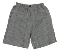 Čierno-bielo-zafírové kockované vzorované kraťasy SHEIN