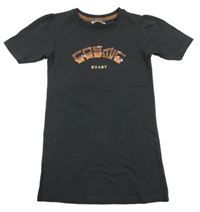 Tmavosivé šaty s nápisem z flitrů s strapcemi DJ DUTCH JEANS