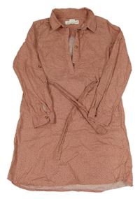 Starorůžové puntíkaté šaty s páskem H&M
