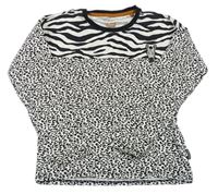 Bielo-čierne tričko s leopardím vzorom a zebrou We Fashion