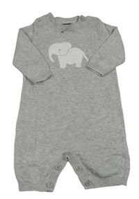 Šedý melírovaný pletený kraťasový overal se slonem Mamas&Papas