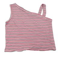 Tmavorůžovo-bielo-zelený pruhovaný crop top zn. Matalan