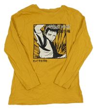 Okrové tričko s klukem Primark