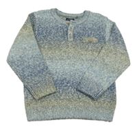 Modro-khaki melírovaný ombré svetr Next