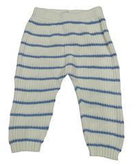 Bielo-modré pruhované pletené tepláky George