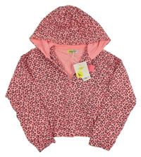 Nové - Ružová vzorovaná crop mikina s kapucňou