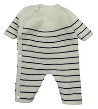 Smetanovo-tmavomodrý pletený overal s pruhy