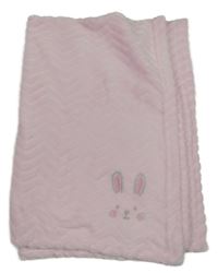 Růžová vzorovaná chlupatá deka s králíkem