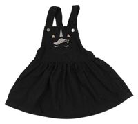 Černé žebrované laclové šaty s jednorožcem V by Very