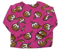 Fuchsiová plyšová pyžamová mikina s pudinkem Tu