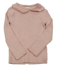 Ružový rebrovaný sveter s golierikom F&F