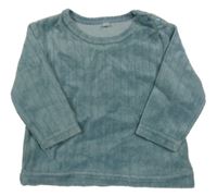 Zelenošedé žebrované sametové triko s nápisem Zeeman