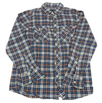 Modro-černo-béžová kostkovaná košile Next