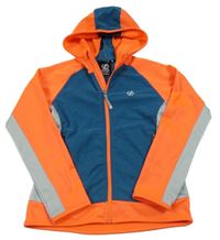 Petrolejovo-světlezeleno-neonově oranžová sportovní propínací funkční mikina s kapucí Dare 2B