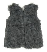 Tmavosivá kožešinovo/pletená vesta Primark