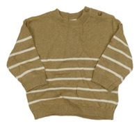 Hnedo-smotanový sveter s pruhmi H&M