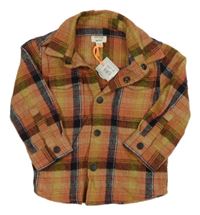 Nové - Starorůžovo-okrovo-čierna kockovaná košeľová bunda River Island