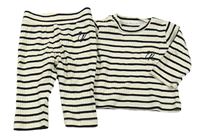 2set - Béžovo-černé pruhované žebrované triko s kapsou + legíny River Island