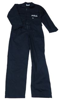 Tmavomodrý pracovní nohavicový overal s traktormi