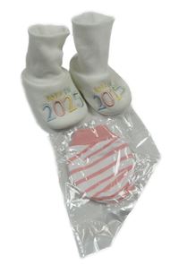 2set - Smetanové capáčky s číslem vel. 16/17 + bílo-růžové vzorované rukavičky