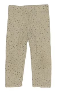 Béžové melírované puntíkaté žebrované legíny Crafted