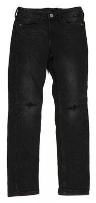 Černé skinny fit rifle s dírami na kolenou H&M