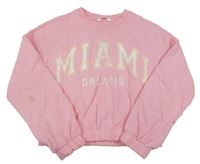Růžová crop mikina s nápisem M&S